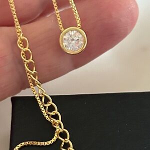 Moissanite Diamond bezel Gold pendant Necklace